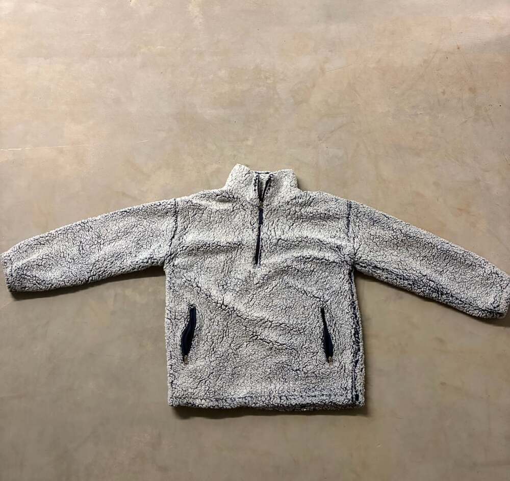 Forever 21 Blue Sherpa Fleece 1/4-Zip Pullover Mock Neck Sweatshirt